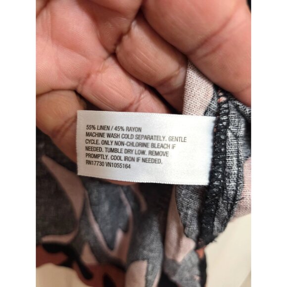 A New Day Women's Black & Rust Abstract Print Linen Blend Button-Up Short Sleev - Picture 7 of 7